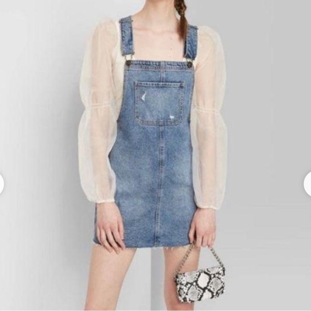 🔥 5 for $25 sale! Wild Fable Jumper Pinafore Dress Size Small Raw Hem